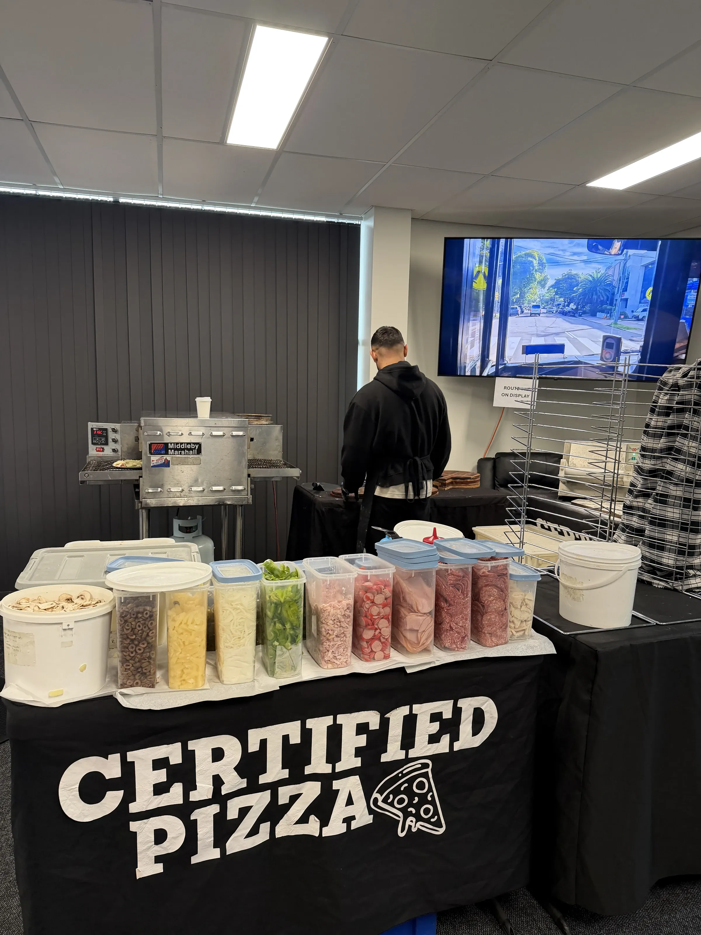 Certified Pizza indoor prep station and commercial conveyor oven at CDC NSW Seven Hills