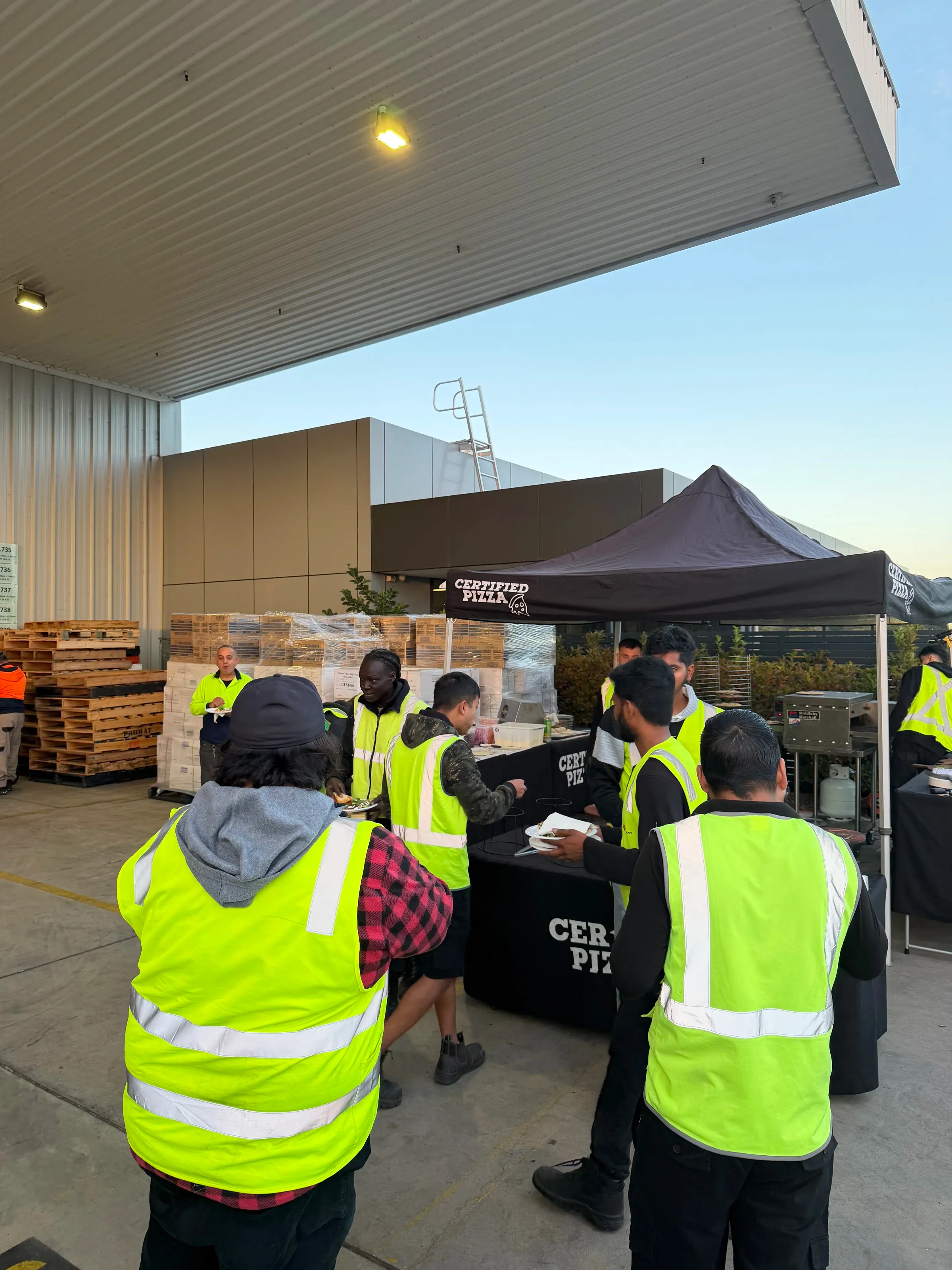 Mobile pizza marquee set up for a Sydney backyard party