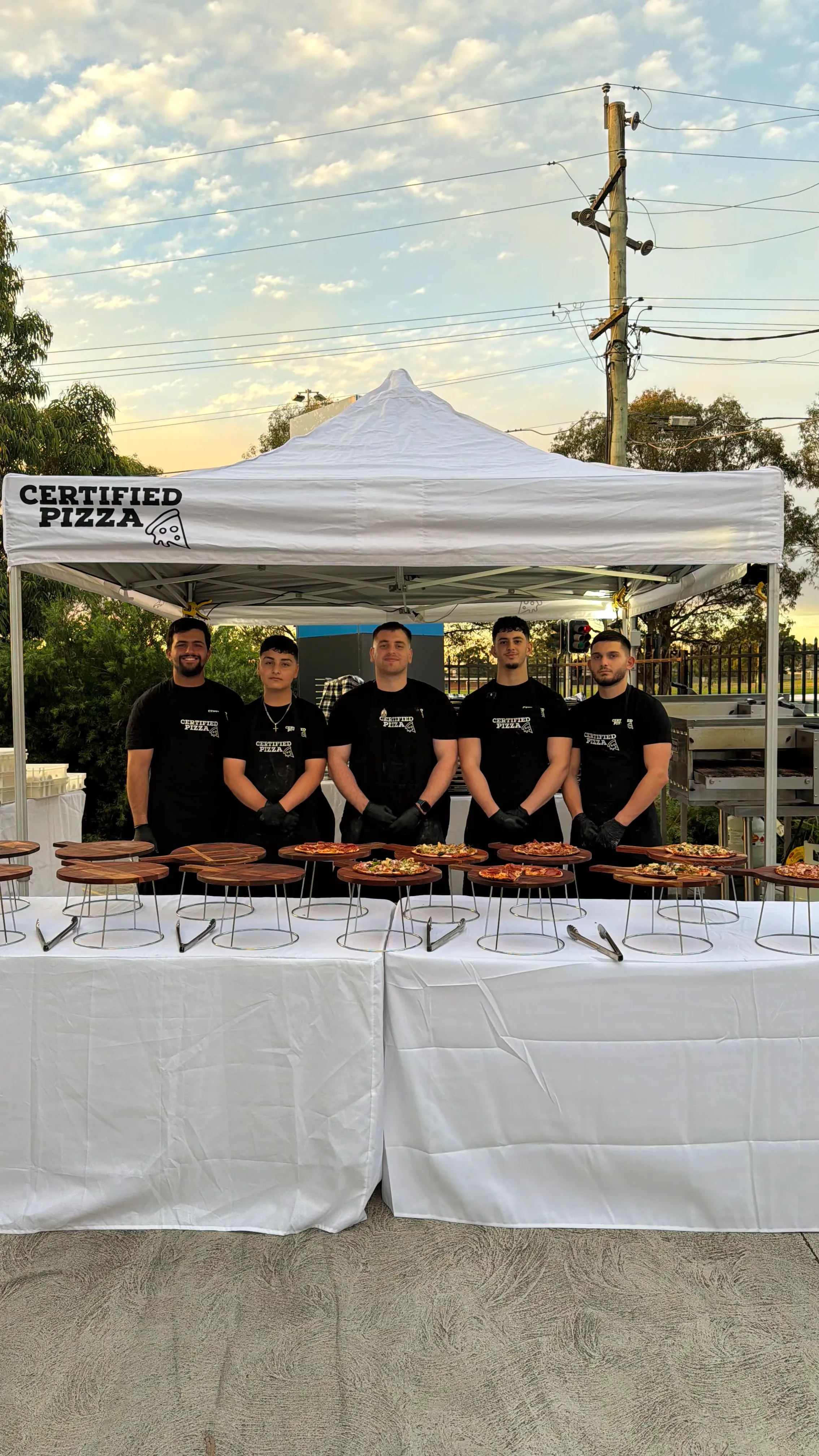 Stack of pizzas ready for a large Sydney wedding or party
